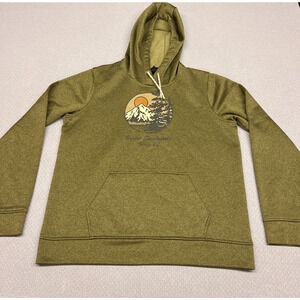 Burton Snowboard Hoodie Mens Large Green Polyester Graphic Pullover Fleece